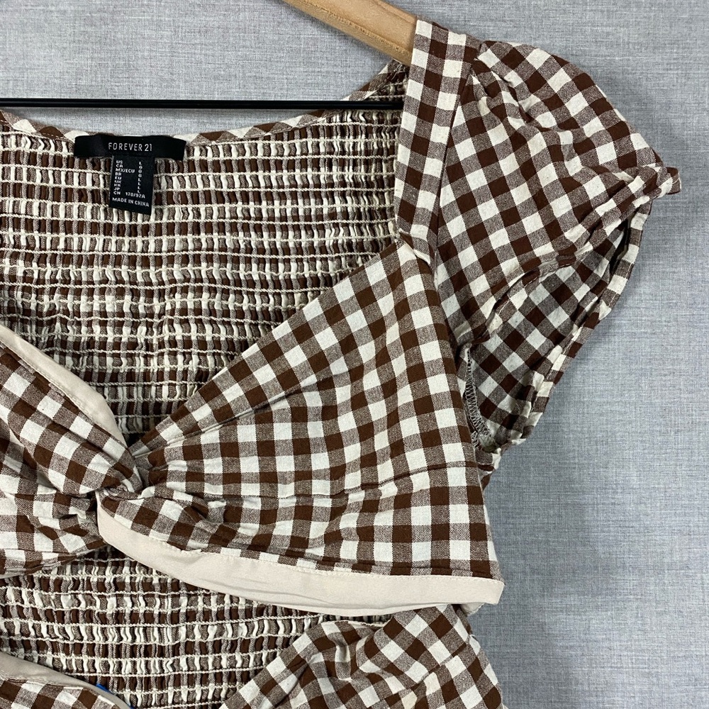 Forever 21 Women's Brown Gingham Crop Top Size Large - Picture 4 of 6